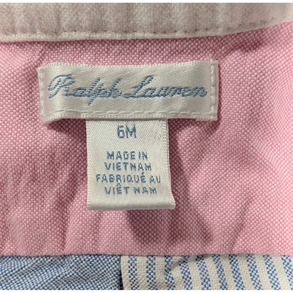 Ralph Lauren Baby Boys Colorblock Fun Shirt Pastel Stripe Oxford 6M